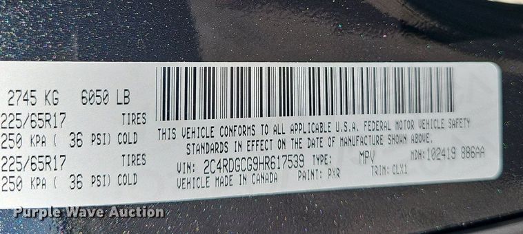 image for item OG9521 2017 Dodge Grand Caravan SXT  van