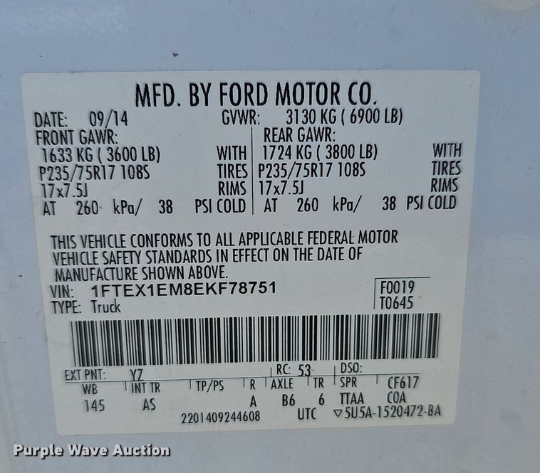 image for item OG9522 2014 Ford F150 XLT  SuperCab pickup truck