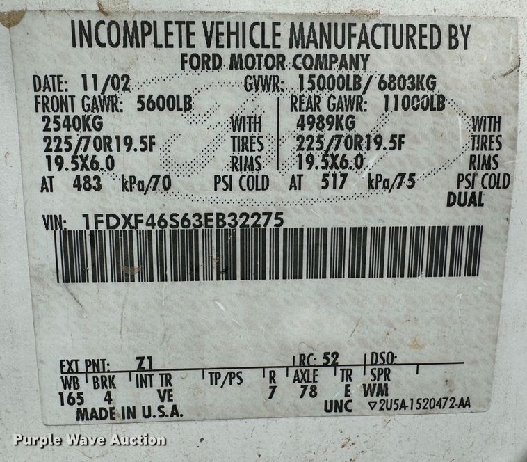 image for item DK2523 2003 Ford F450 Super Duty  fiber optic splicing truck