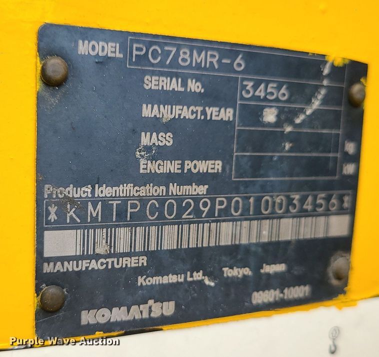 image for item DK4096 2008 Komatsu PC78MR-6  mini excavator