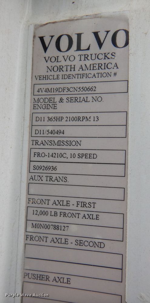 image for item DO3162 2012 Volvo VNM  flatbed truck