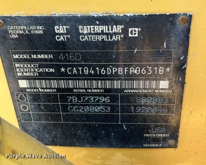 image for item DO4679 2002 Caterpillar 416D Backhoe 