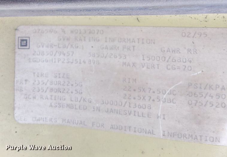 image for item DO4681 1995 GMC TopKick C5500 truck cab and chassis