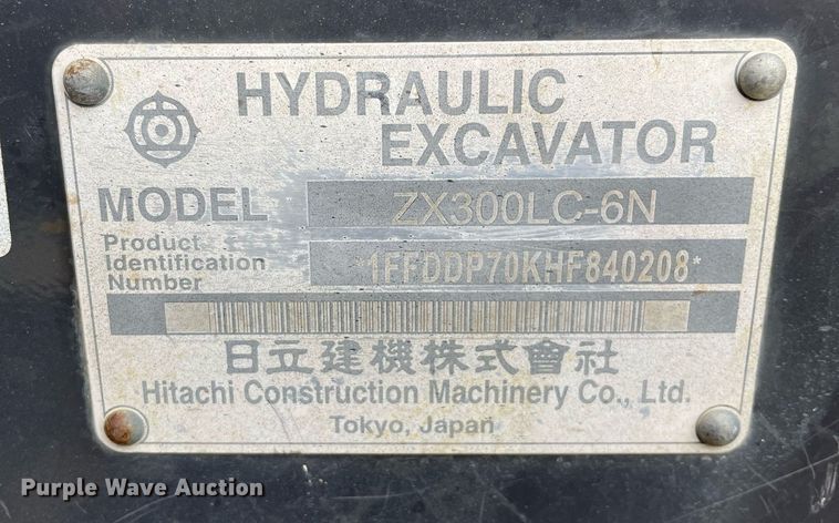 image for item DP0054 2017 Hitachi  ZX300LC-6N excavator