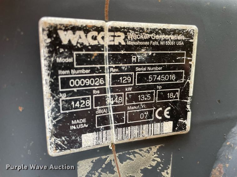 image for item DP0057 2007 Wacker RT  trench compactor