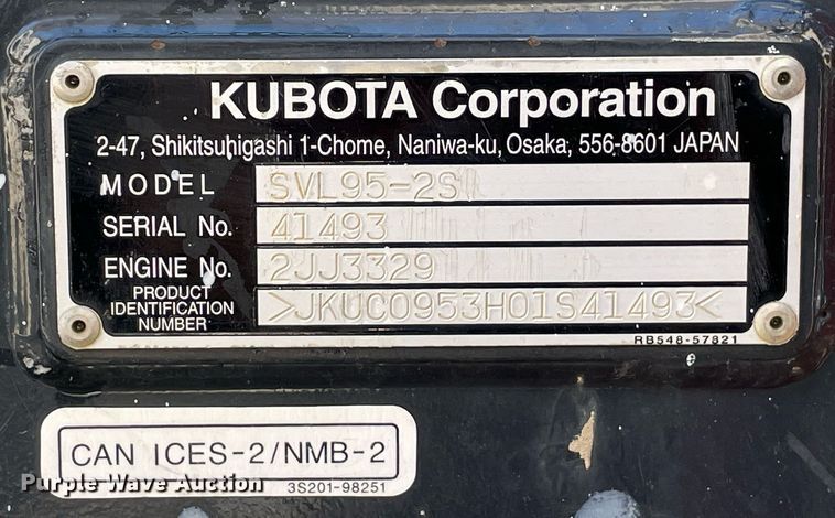 image for item DP0060 2018 Kubota SVL95-2S  tracked skid steer loader