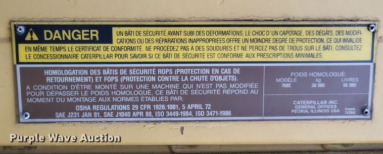 image for item DP5287 1991 Caterpillar 769C haul truck