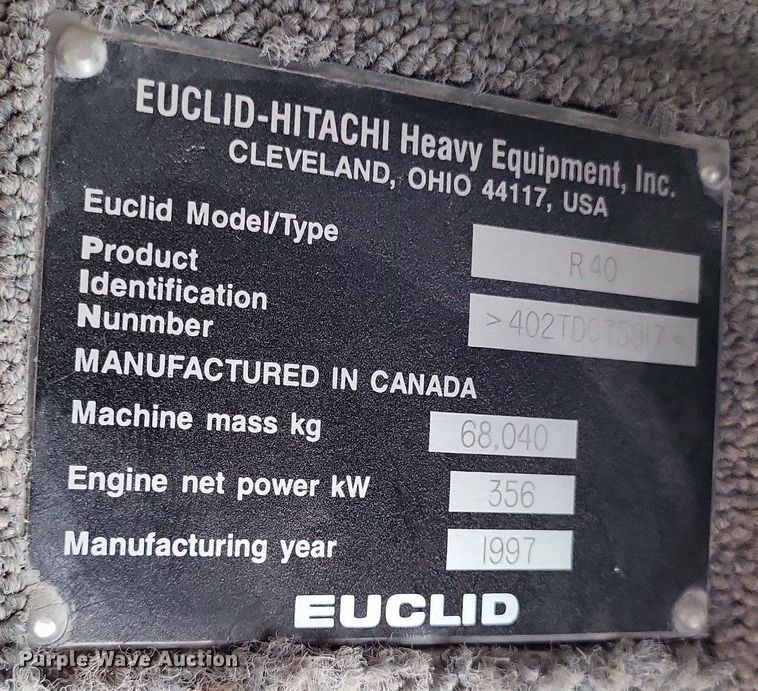 image for item DP5288 1997 Euclid  R40 haul truck