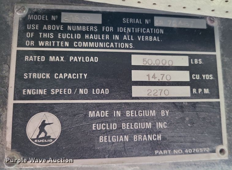 image for item DP5289 1984 Euclid  R25 haul truck
