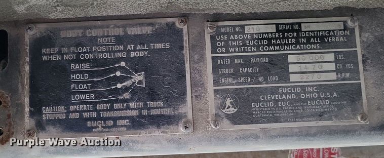 image for item DP5290 1986 Euclid  R25 haul truck
