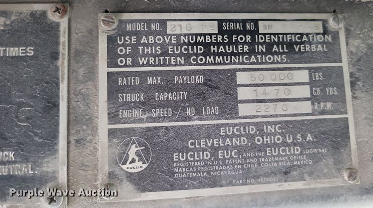 image for item DP5290 1986 Euclid  R25 haul truck