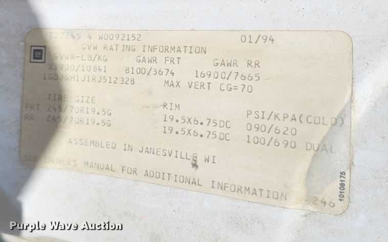 image for item DQ0213 1994 GMC TopKick LoPro  flatbed truck