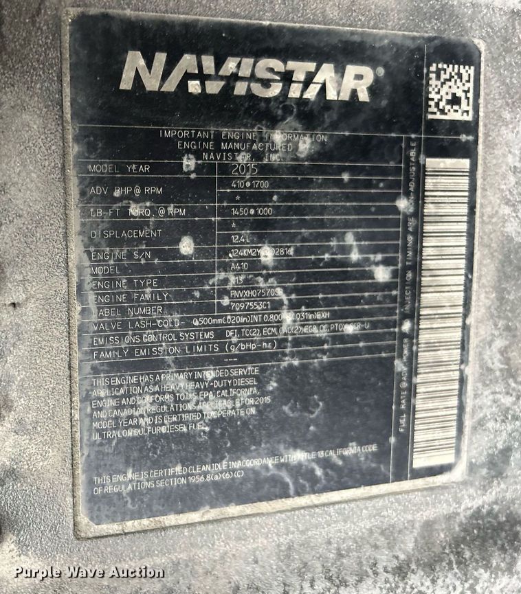 image for item DQ0951 2016 International 7600  vacuum truck