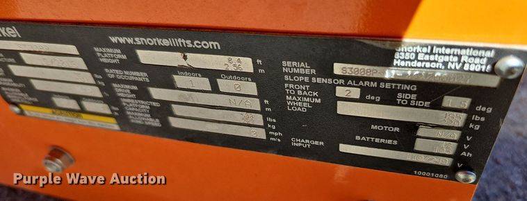 image for item DQ1179 2016 Snorkel S3008P  scissor lift