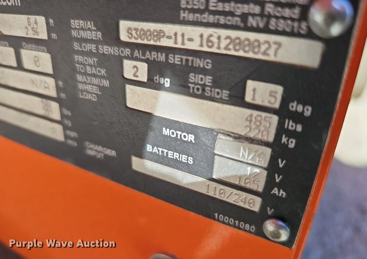 image for item DQ1179 2016 Snorkel S3008P  scissor lift