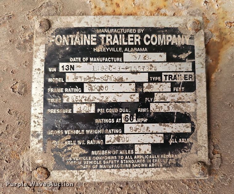 image for item DQ1200 1993 Fontaine FTW-5-8048SL  flatbed trailer