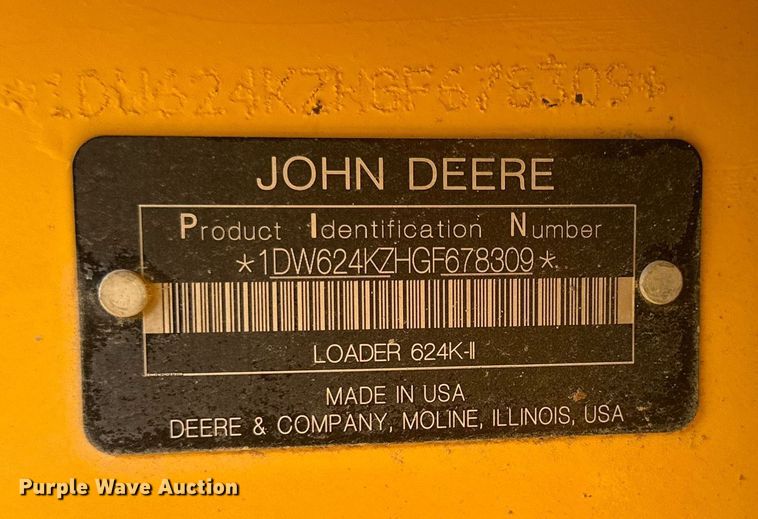 image for item DQ1439 2017 John Deere 624K-II  wheel loader