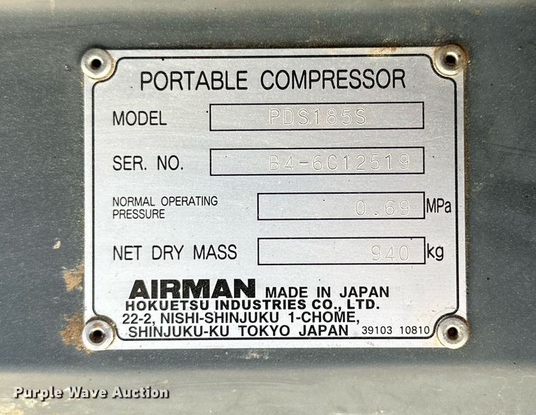image for item DQ1443 Airman PDS185S  air compressor