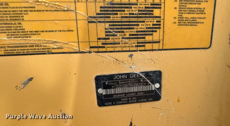 image for item DQ7377 2014 John Deere 310SK  backhoe