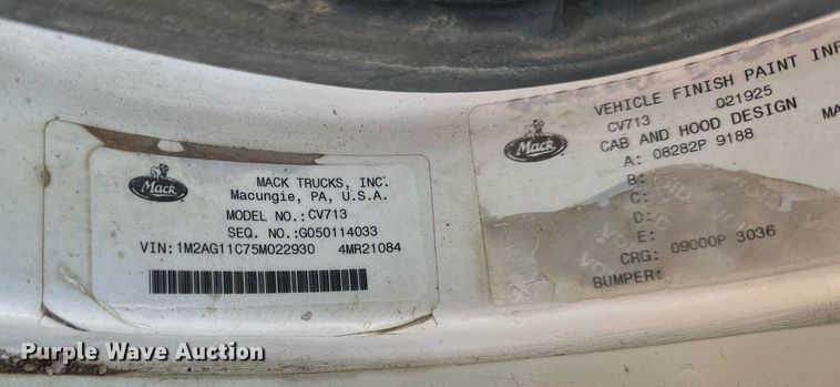 image for item DS2353 2005 Mack Granite  dump truck