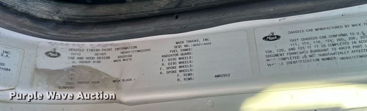 image for item DS2353 2005 Mack Granite  dump truck