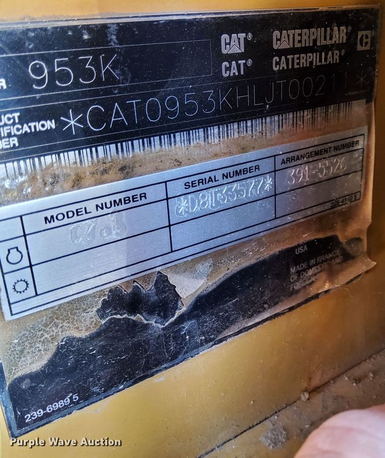 image for item DV1016 2018 Caterpillar 953K  track loader