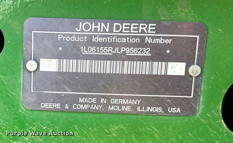 image for item DV1017 2020 John Deere 6155R  MFWD tractor