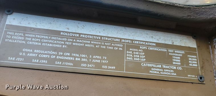 image for item JE9516 1984 Caterpillar D6D dozer
