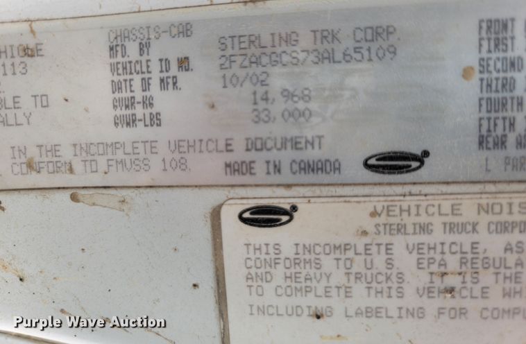 image for item JW9624 2003 Sterling Acterra  flatbed truck