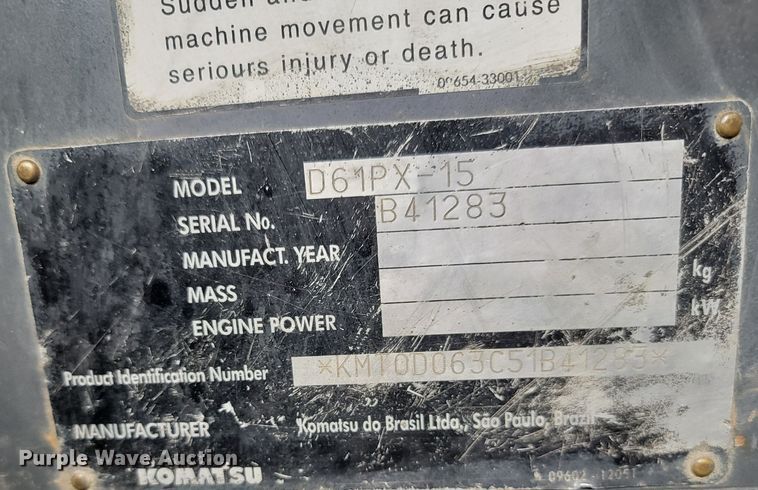 image for item JW9627 2007 Komatsu D61PX-15  dozer