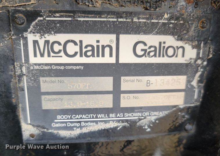 image for item JW9637 McClain Galion 570FT  dump bed