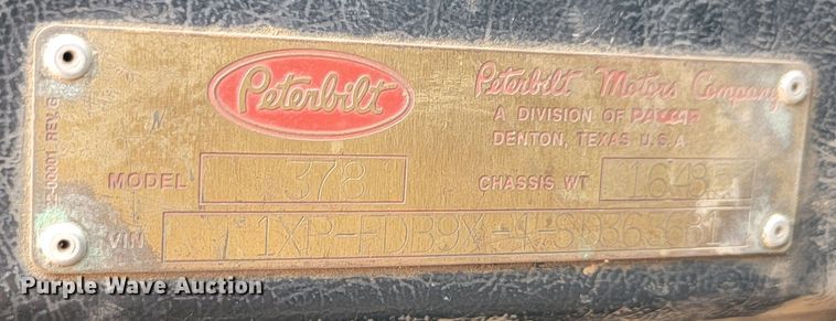 image for item JW9659 1995 Peterbilt 378  semi truck