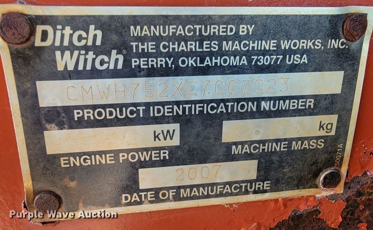 image for item JW9670 2007 Ditch Witch RT75  trencher