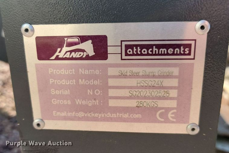 image for item JW9686 Handy Attachments HSSG24X  skid steer stump grinder