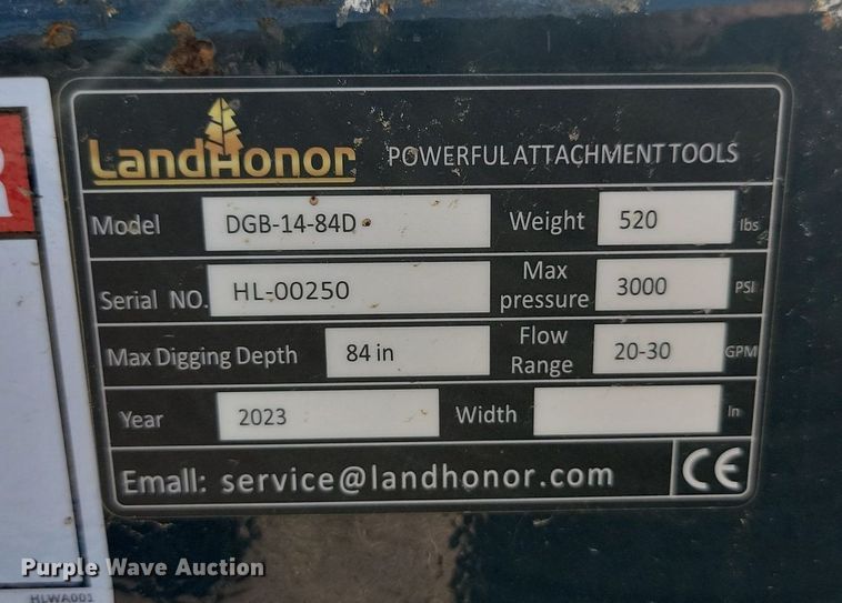 image for item JW9687 2023 Land Honor DGB-14-84D  skid steer backhoe