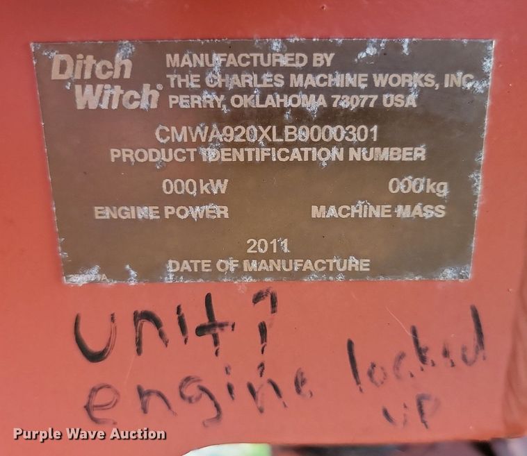 image for item JW9693 2011 Ditch Witch A920  backhoe