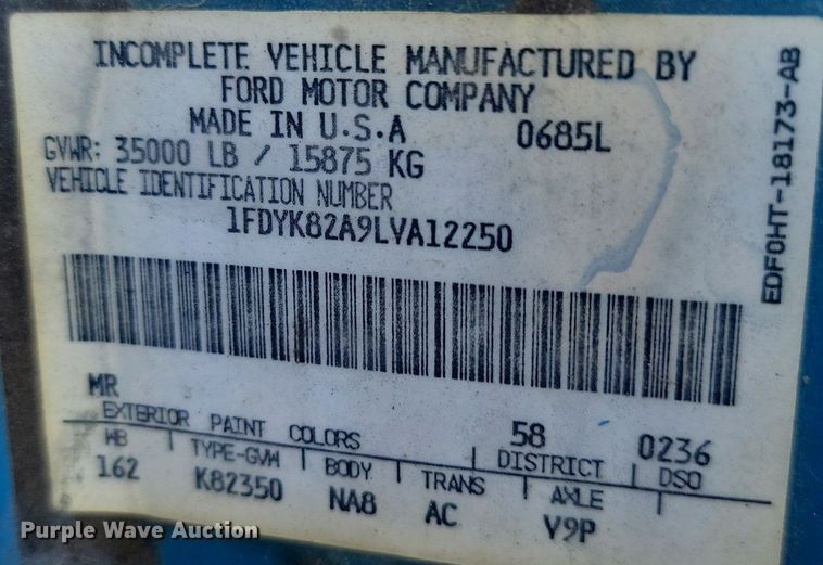 image for item KS9136 1990 Ford L8000  dump truck