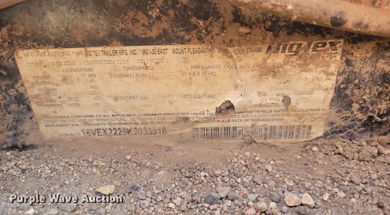 image for item KS9140 2019 Big Tex 16TL-22x83  tilt deck equipment trailer