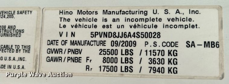 image for item KW9224 2010 Hino 238  bucket truck