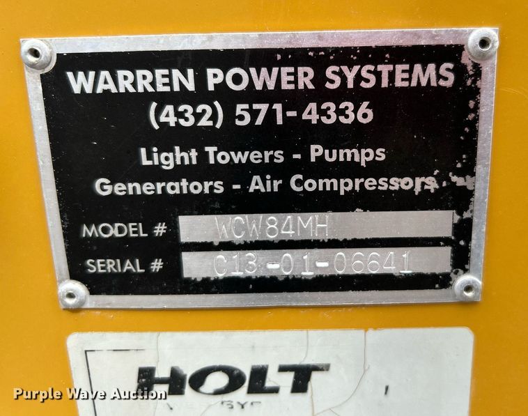 image for item LV9035 Warren Power Systems WCW84MH  light plant