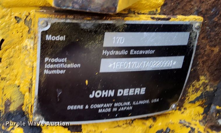 image for item LV9050 2011 John Deere 17D  mini excavator