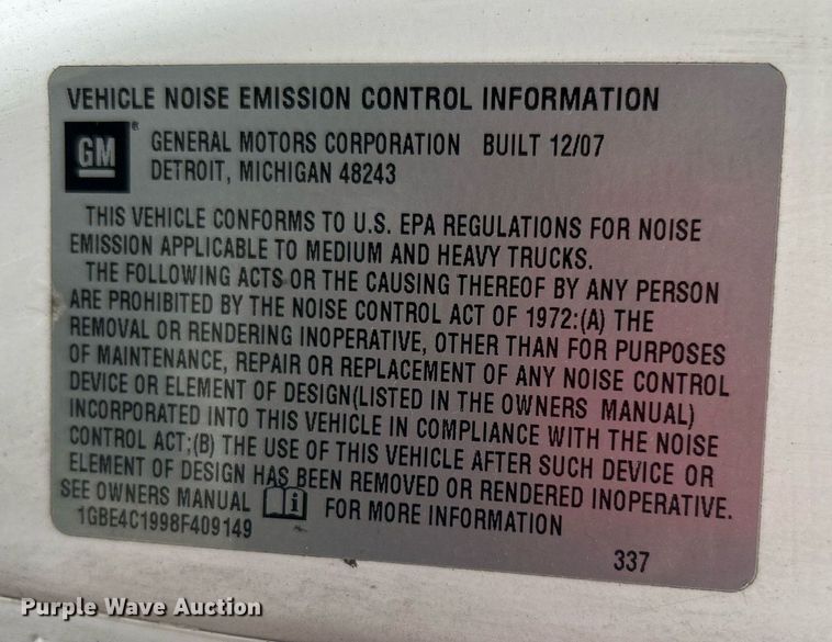 image for item LV9069 2008 Chevrolet C4500  utility / service truck