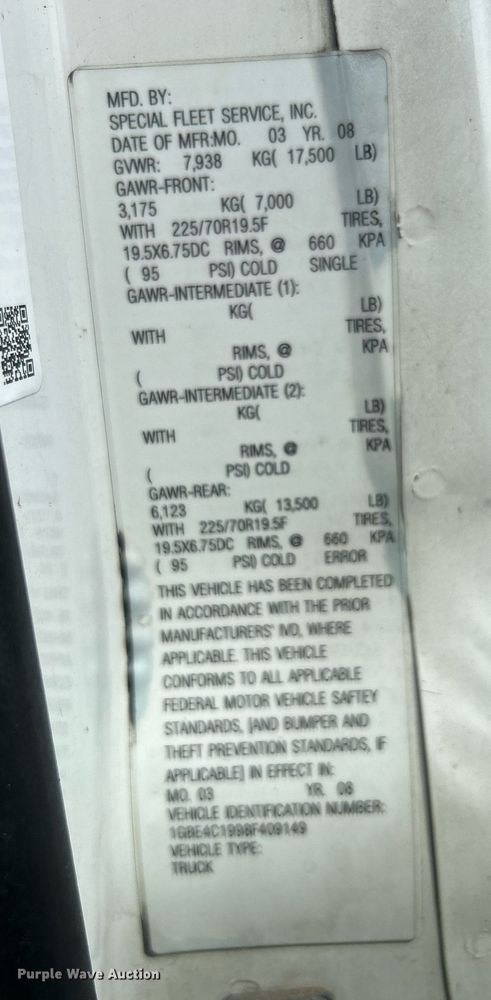 image for item LV9069 2008 Chevrolet C4500  utility / service truck