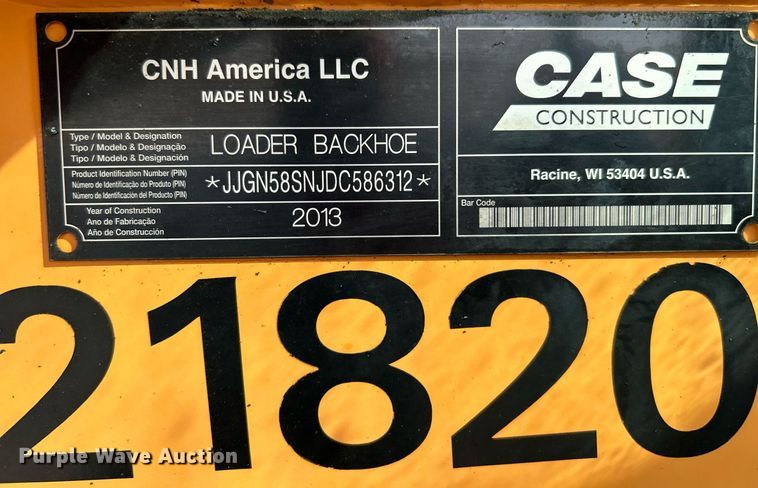 image for item LV9077 2013 Case 580 Super N  backhoe