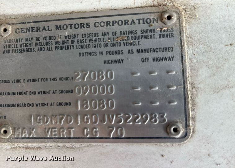 image for item MG9480 1988 GMC C6000  utility / service truck