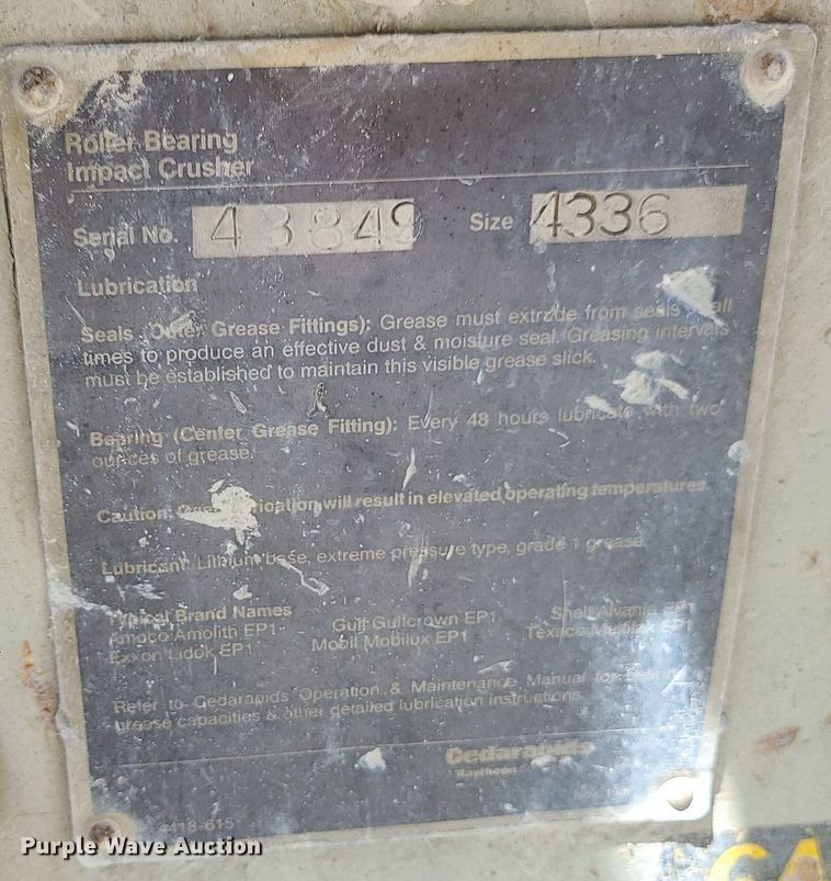 image for item MG9649 Cedarapids 4336 crusher