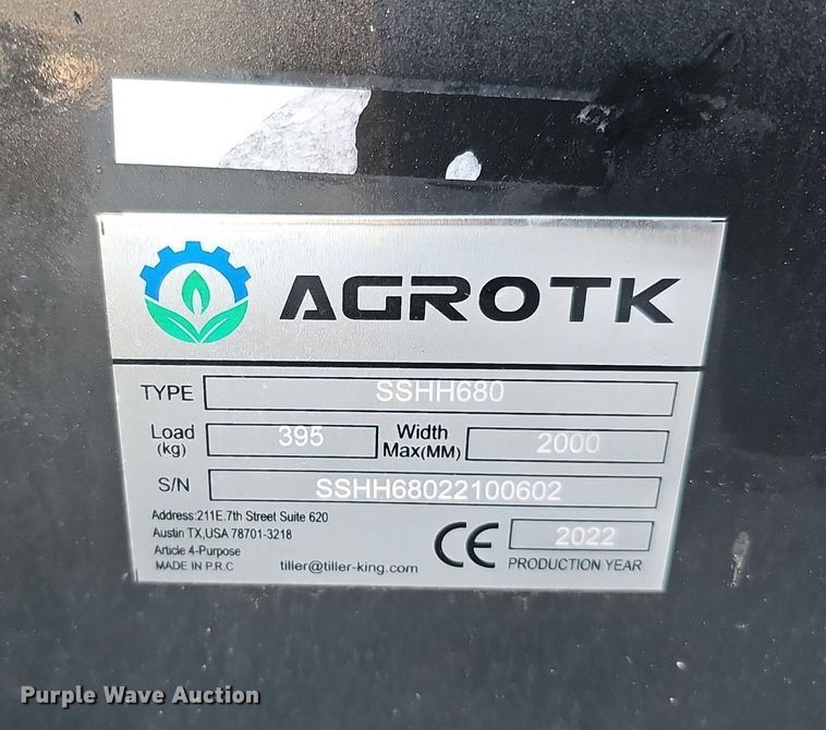 image for item MH9382 2022 Agrotk SSHH680  skid steer breaker