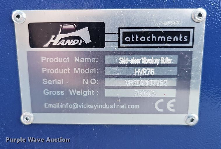image for item MH9385 2023 Handy Attachments HVR76  skid steer vibratory drum roller