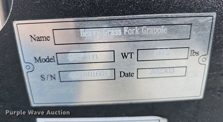 image for item MH9387 2023 Heavy Grass Fork Grapple 78 in  skid steer root grapple bucket