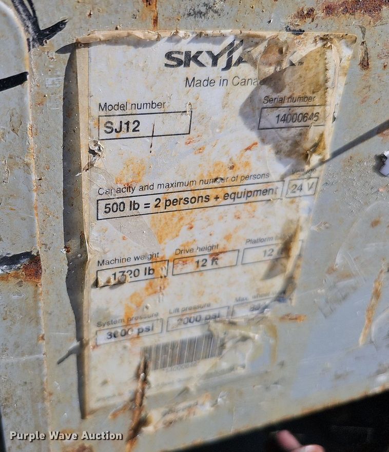 image for item MH9391 2012 Skyjack SJ12  vertical lift
